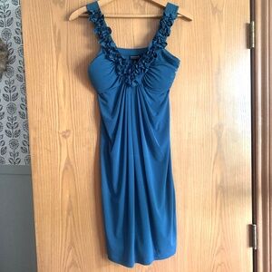 EnFocus Studio Blue Sleeveless Mini Dress Size 4 Ruffled V Neck with Padded Bra